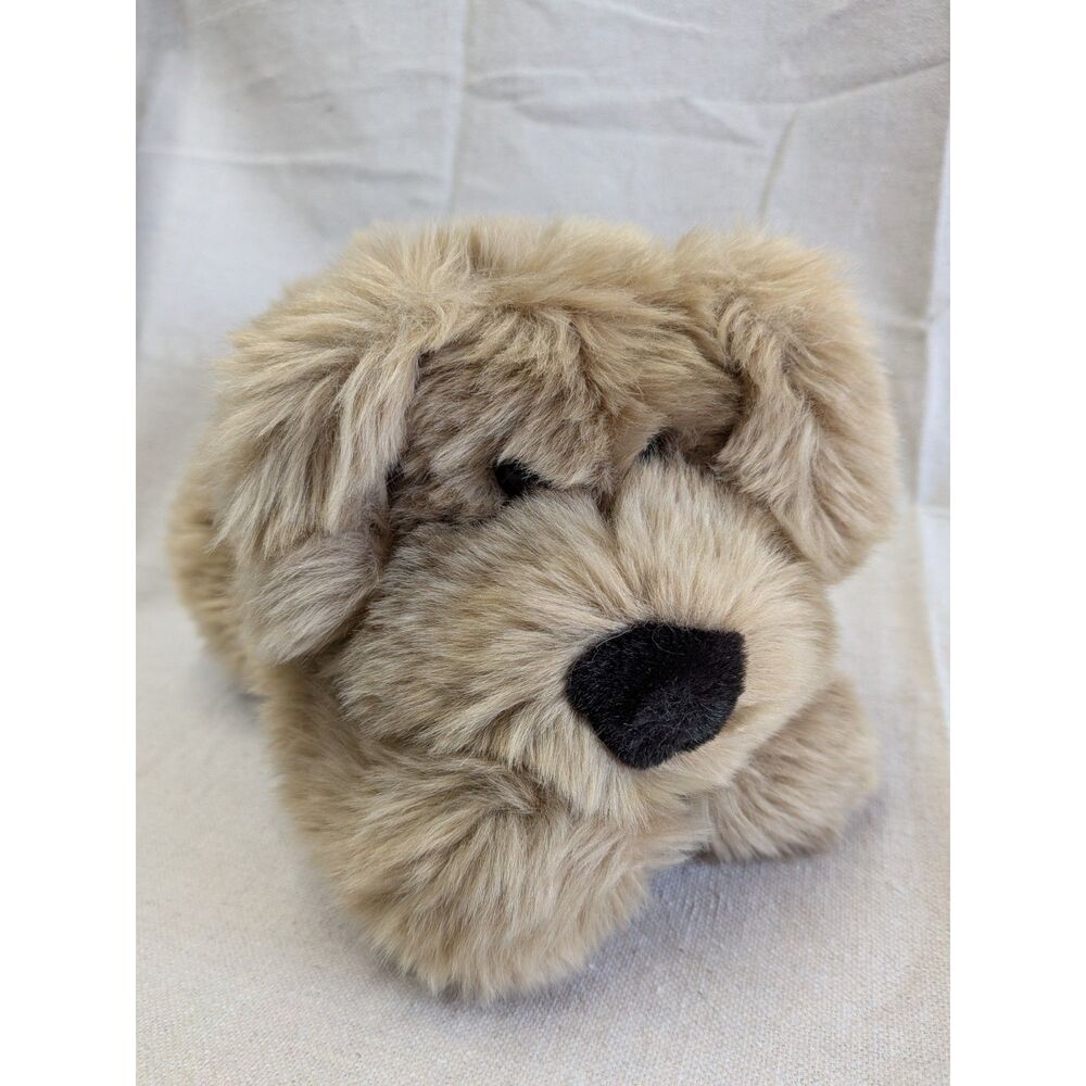Tan Shaggy Puppy Dog Plush 10” Lying Floppy Soft Stuffed Animal Commonwealth